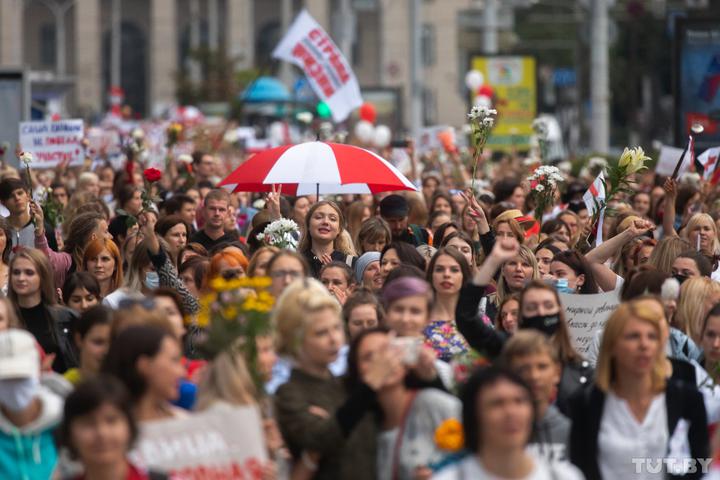 Women's protest march Minsk, August 2020